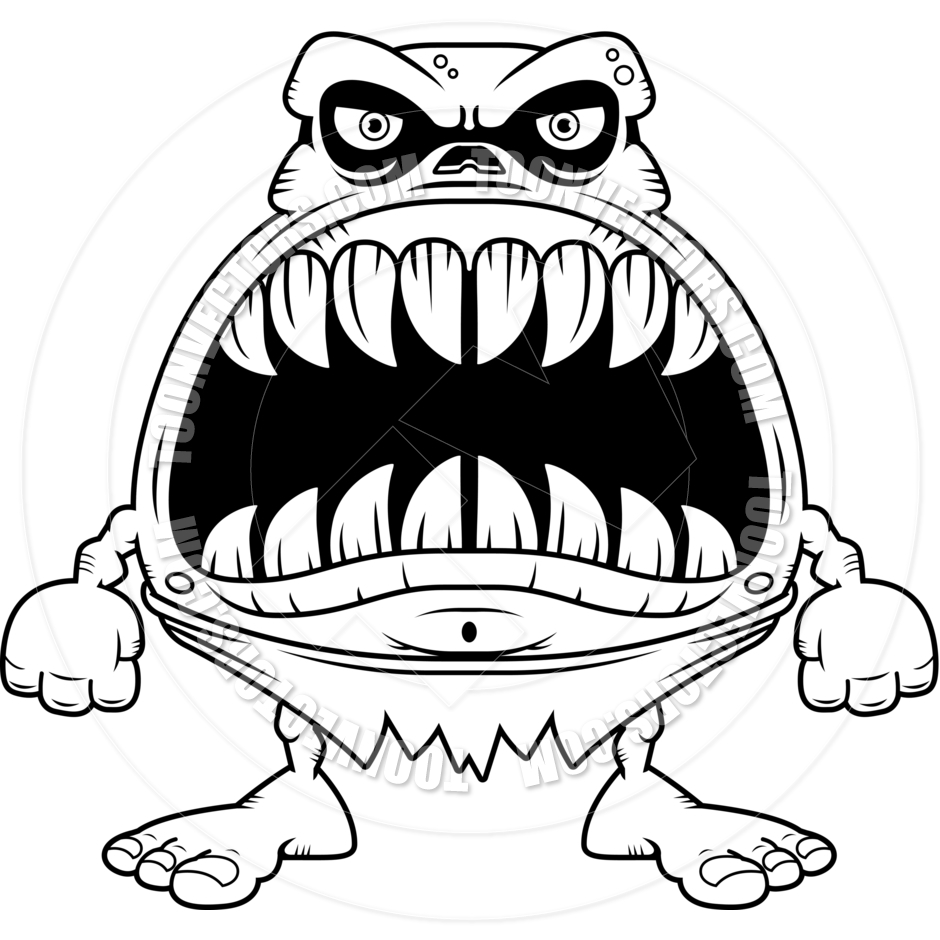 Cartoon Ghoul Angry  Black And White Line Art  By Cory Thoman   Toon    