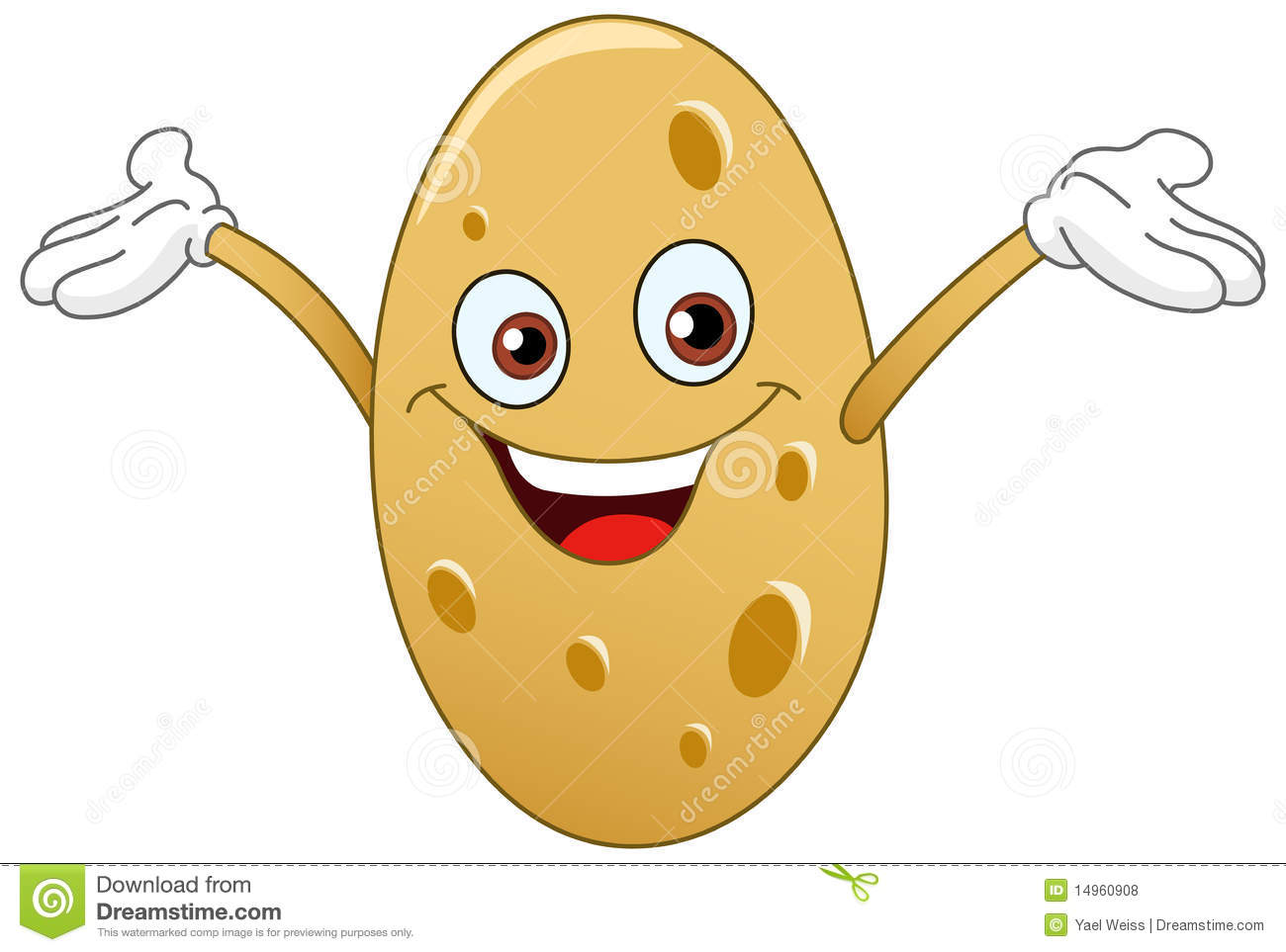 Cartoon Potato Raising His Hands