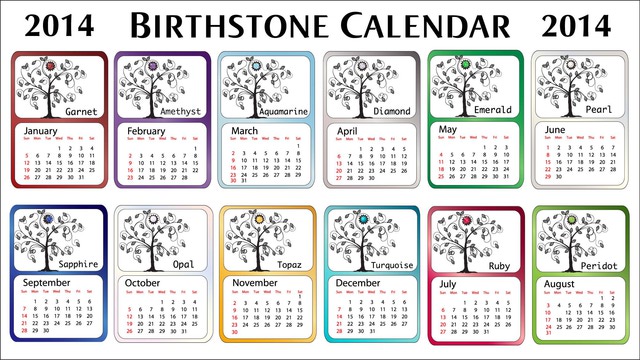 Clip Art Of A 2014 Birthstone Of The Month Calendar   Dixie Allan