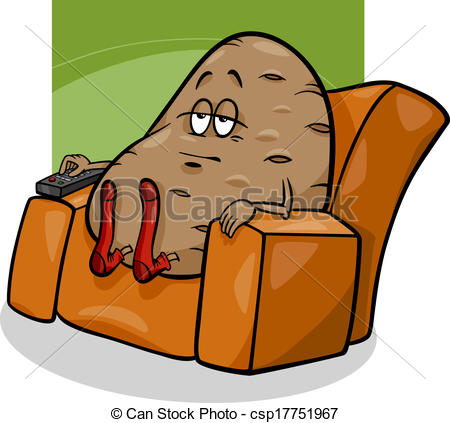 Clip Art Vector Of Couch Potato Saying Cartoon   Cartoon Humor Concept