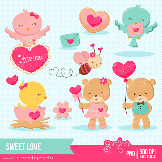     Clipart  Happy Valentines Day Clipart Animals Clipart   Instant