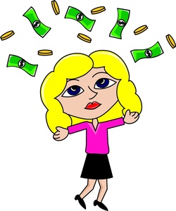 Clipart Image   Cartoon Blonde Woman Who Has Hit The Jackpot Throwing