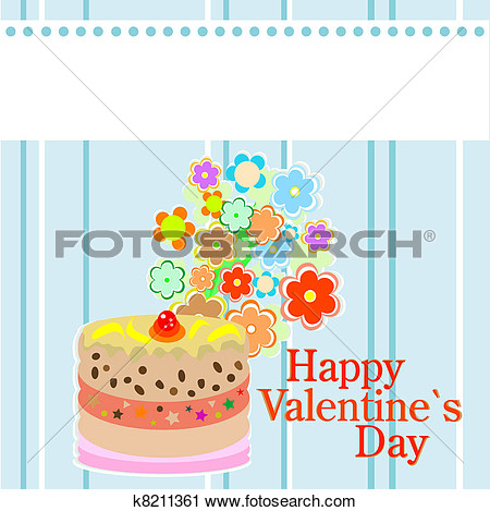 Clipart   Valentine S Party Flowers And Delicious Cakes  Fotosearch
