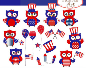 Fourth Of July Clip Art Owl Patriotic Clip Art Instant Download   4
