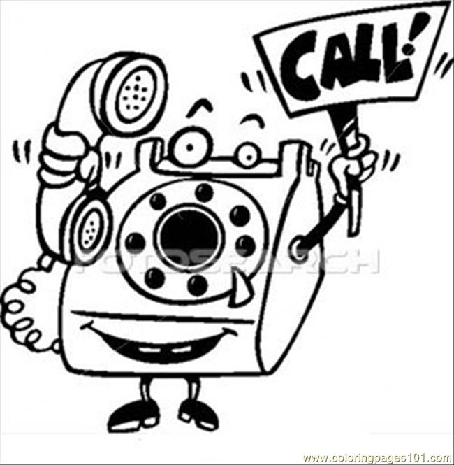 Free Printable Coloring Page Call Cartoon Phone  Technology   Telecom 