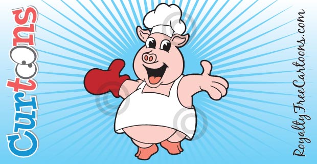 Funny Cartoon Pig Clip Art Character   Bbq Chef