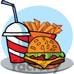 Hamburger Drink And French Fries On A Tray And Blue Background
