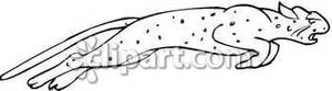 Jumping Cheetah Outline   Royalty Free Clipart Picture