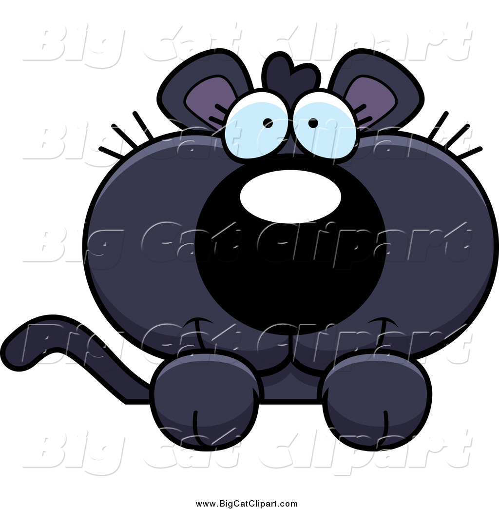 Larger Preview  Big Cat Cartoon Vector Clipart Of A Panther Cub Over A