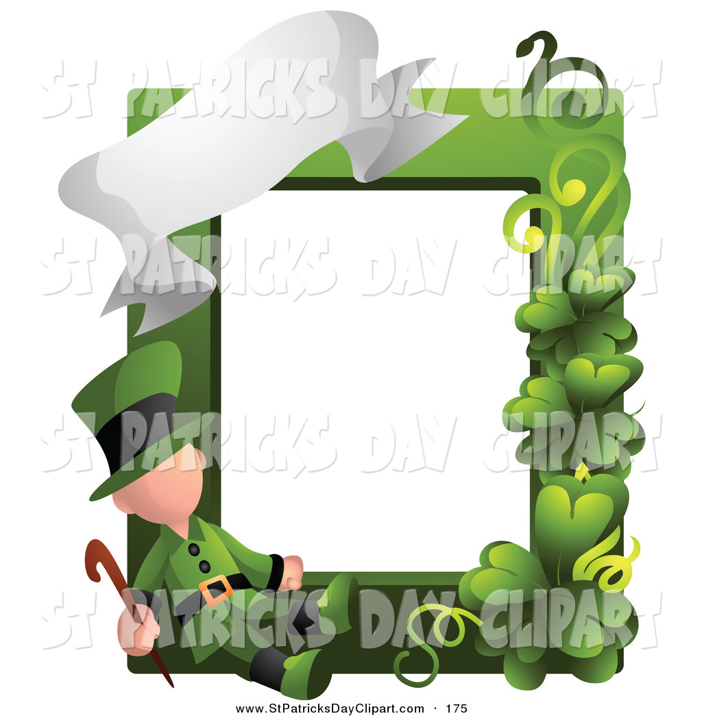 Larger Preview  Clip Art Of A Green Leprechaun St Patricks Day Frame    