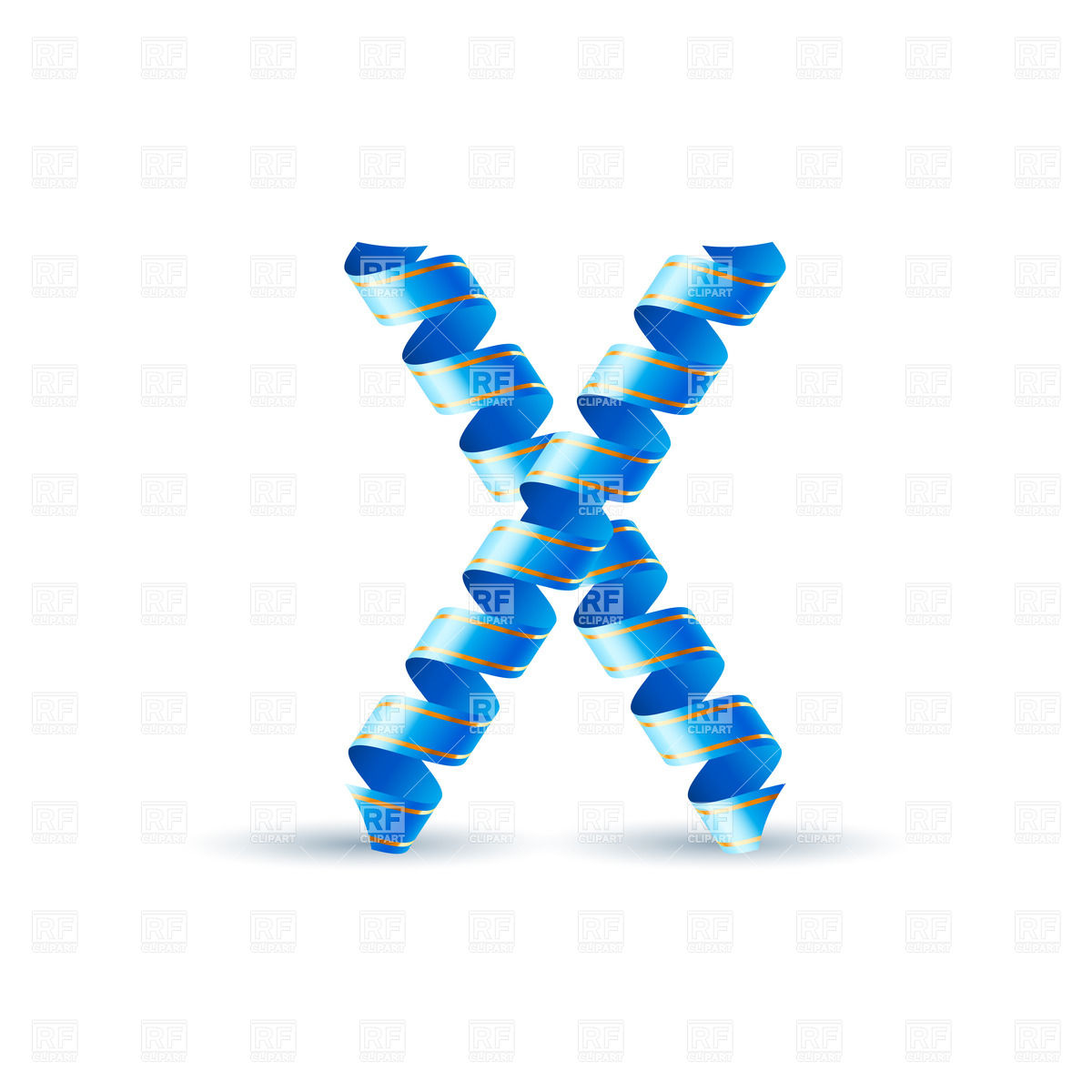 Letter X Made Of Blue Curled Shiny Ribbon Design Elements Download