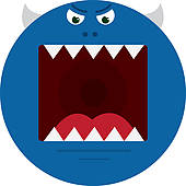Monster Mouth Blue   Royalty Free Clip Art