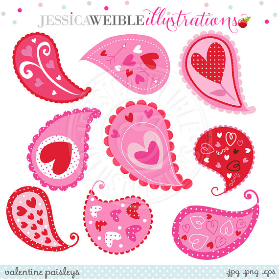 Pink Paisley Valentine Clipart Valentine Graphics Valentine Design