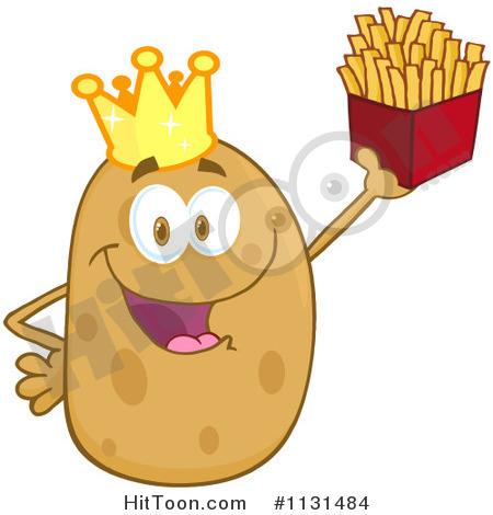 Potato Clipart  1131484  Happy King Potato Mascot Holding Fries By Hit    