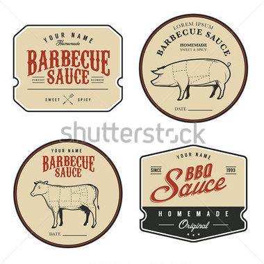 Retro Barbecue Food Stickers And Labels Set   Free All Download Vector