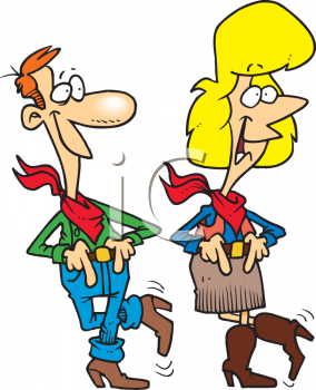 Royalty Free Clipart Image  Couple Country Western Line Dancing