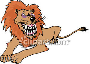 Scary Lion With Sharp Teeth   Royalty Free Clipart Picture