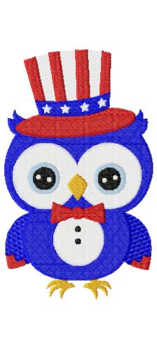 Seasonal 4th Of July Owl 5x7  Breezy Lane Embroidery