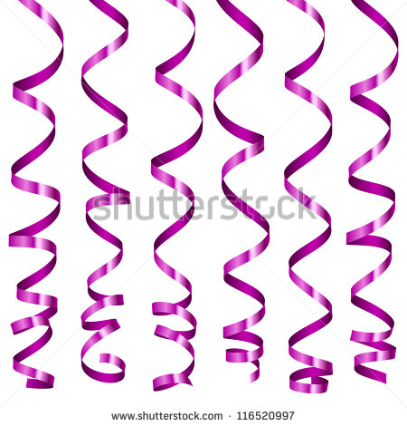 Set  Purple Paper Streamer Isolated On White Background   Stock Vector