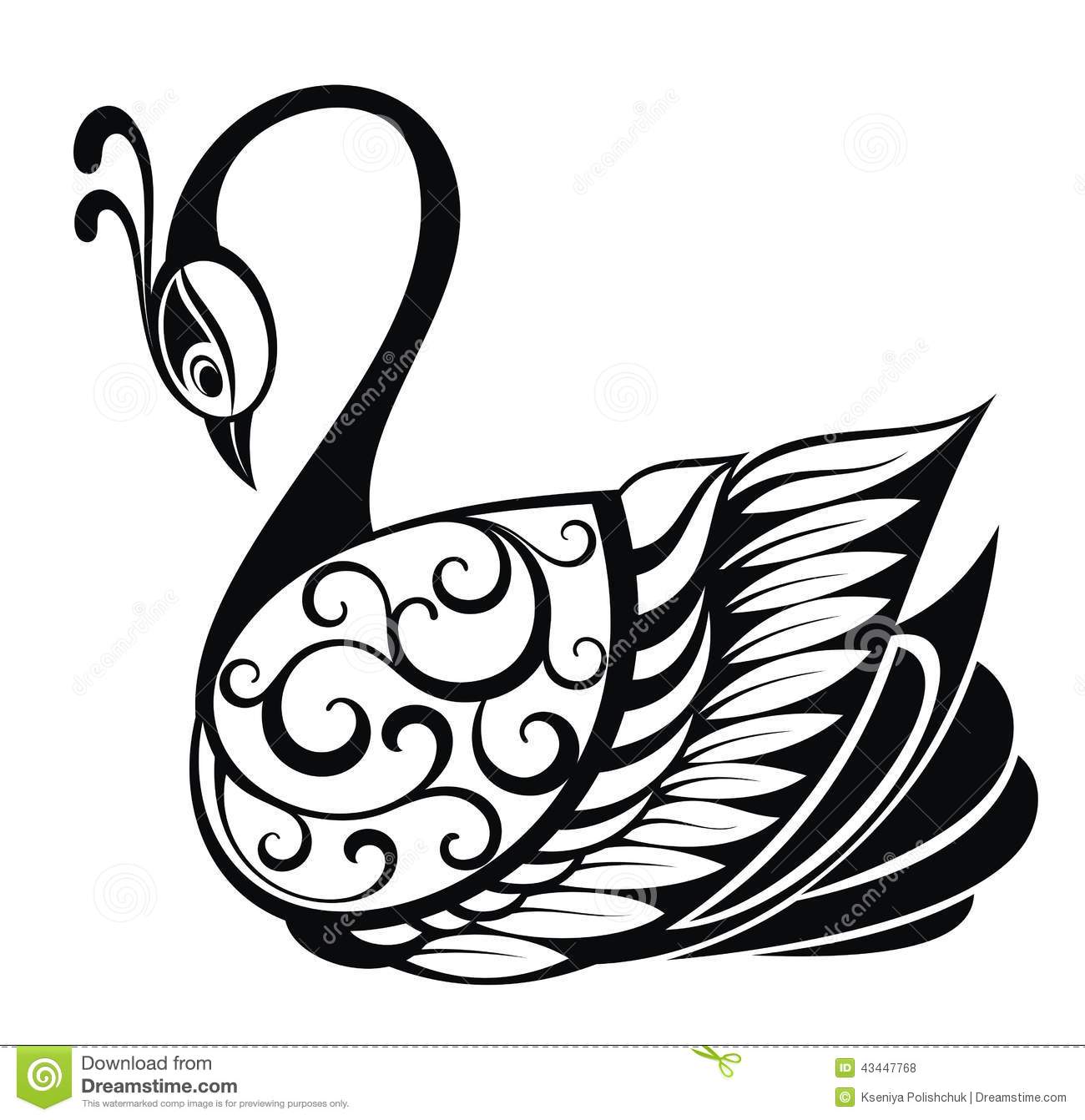 Swan Bird Silhouette Stock Vector   Image  43447768