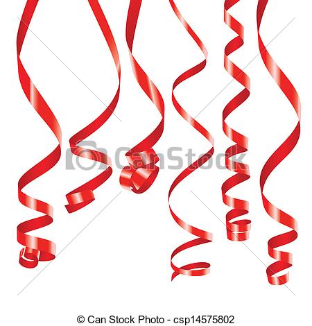 Vector Clipart Of Red Party Ribbons   Red Vector Streamer Or Curling