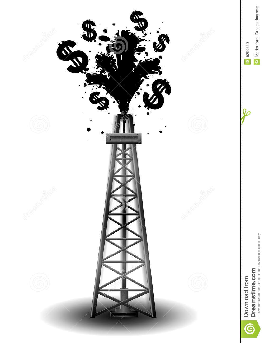 An Illustration Featuring An Oil Drilling Rig With Black Crude And