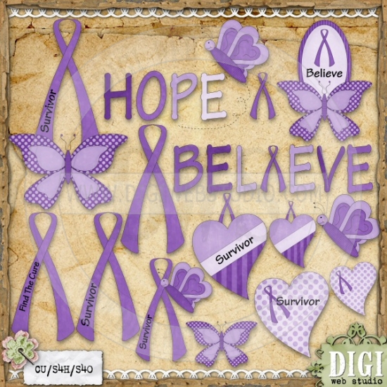 Awareness Ribbons  Purple  1   Clip Art By Leah Rae   Digi Web Studio