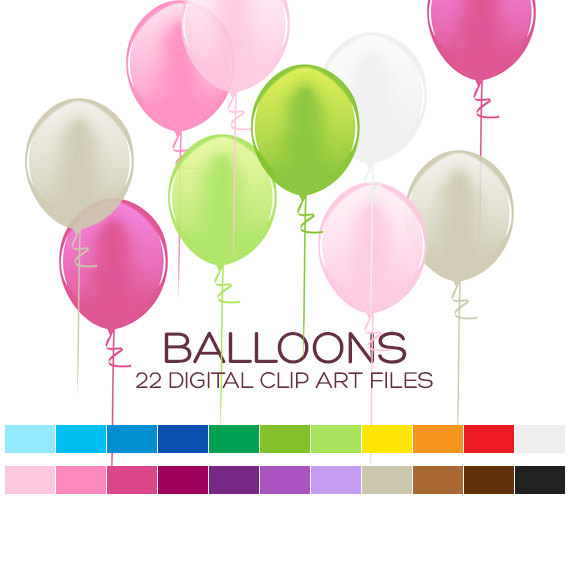 Balloons Clipart For Personal   Commercial Usage   22 Digital Balloons