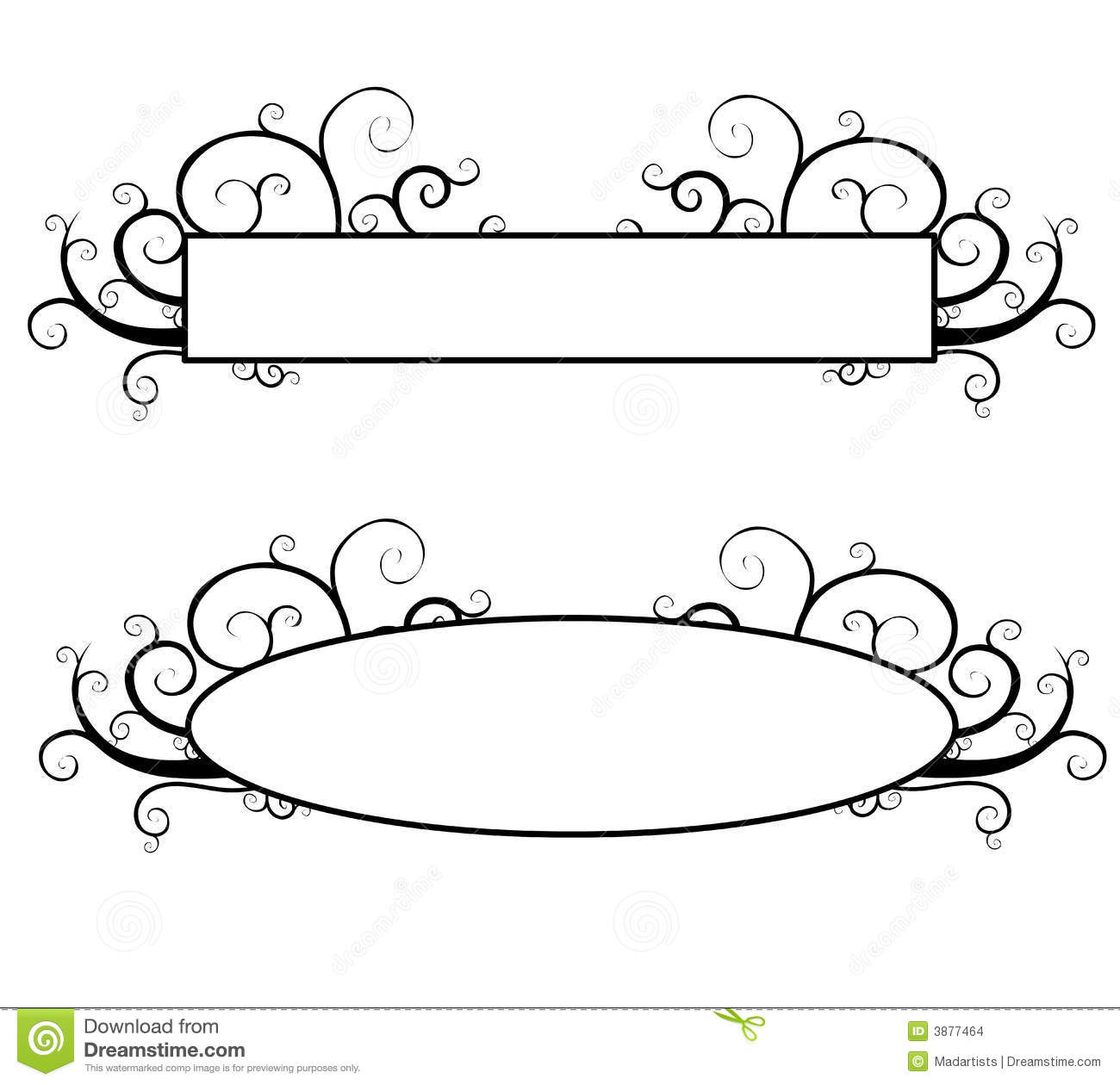 Clip Art Illustration Of Your Choice Of 2 Decorative Black And White