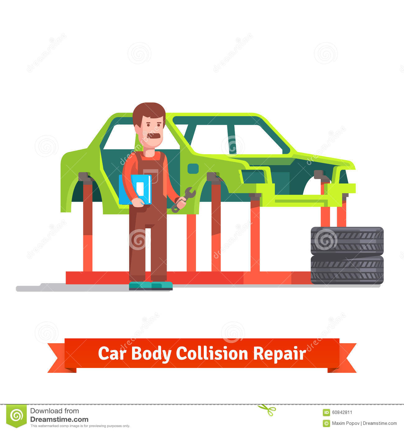 Collision Repair Center Body Shop Specialist Checking Car Body On A