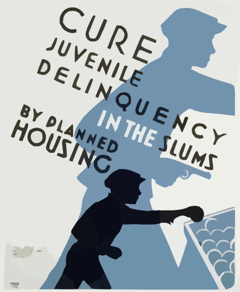 Cure Juvenile Delinquency In The Slums By Planned Housing Clip Art At    