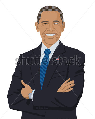 Del Presidente Degli Stati Uniti Barack Obama Isolato Su Sfondo Bianco