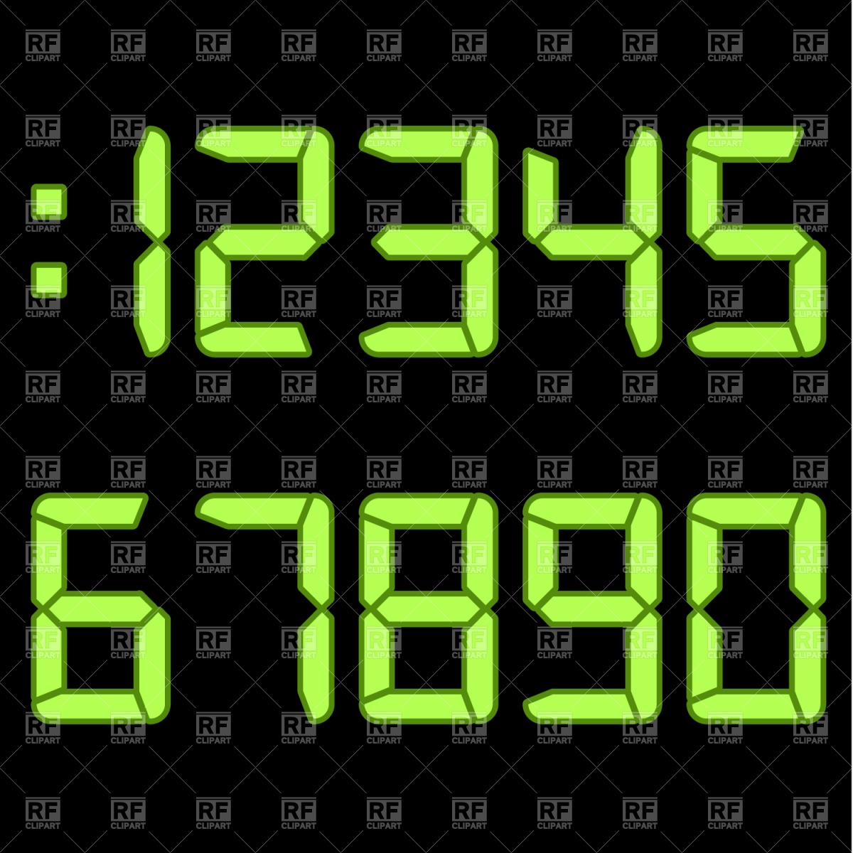 Digital Clock Numbers 1575 Design Elements Download Royalty Free