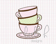 Digital Files Png   Clipart   Tea Party  Polka Dot   Afternoon Tea