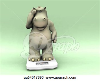 Drawings A Cartoon Hippo Looking Shocked When Weighing Himself On A    