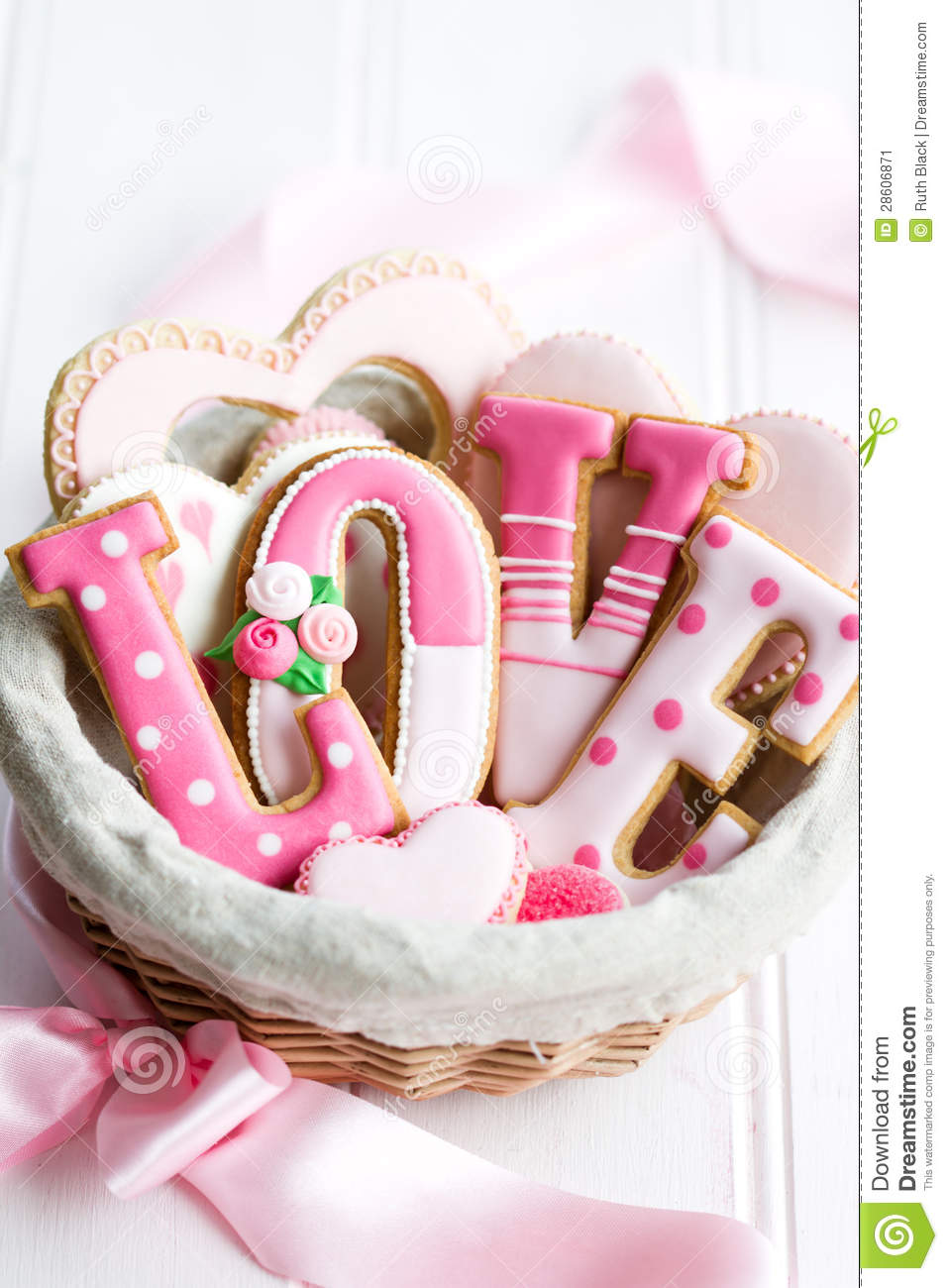 Gift Basket Of Valentine Cookies 