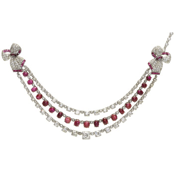 La Vieille Russie  American Art Deco Ruby And Diamond Necklace    