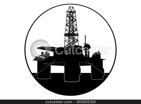 Oil Drilling Rig Stock Vector Clipart Oil Industry  Black And White