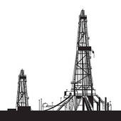 Oil Rig Silhouettes   Royalty Free Clip Art