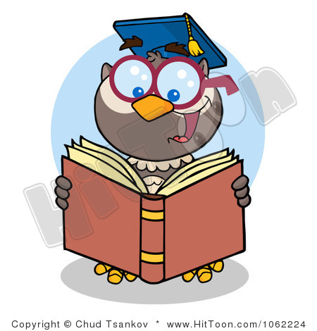 Owl Book Clip Art 1062224 Clipart Professor Owl Reading A Book Royalty