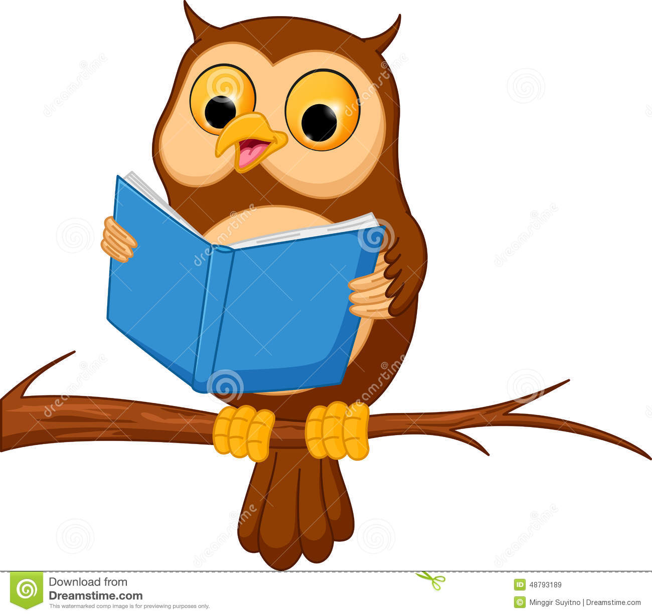 Owl Cartoon Reading A Book Stock Vector   Image  48793189