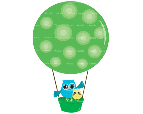 Owl Digital Clipart   Owl Balloons Clipart Clip Art   Hot Air Balloon