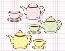 Pastel Dot Teapot And Teacup Clip A Rt   Digital Files Png   Clipart