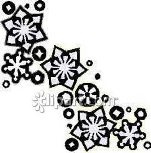 Row Of Black Snowflakes On White   Royalty Free Clipart Picture