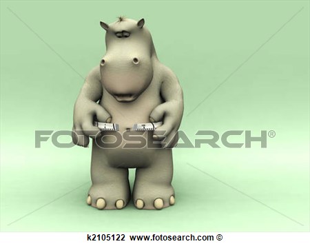 Shocked Cartoon Hippo Measuring His Waist  K2105122   Search Clipart    