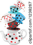 Stacked Dripping Tea Cups With Playing Card Suit Shapes