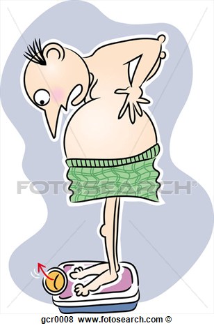 Stock Illustration Of A Man Standing And Looking At A Weigh Scale