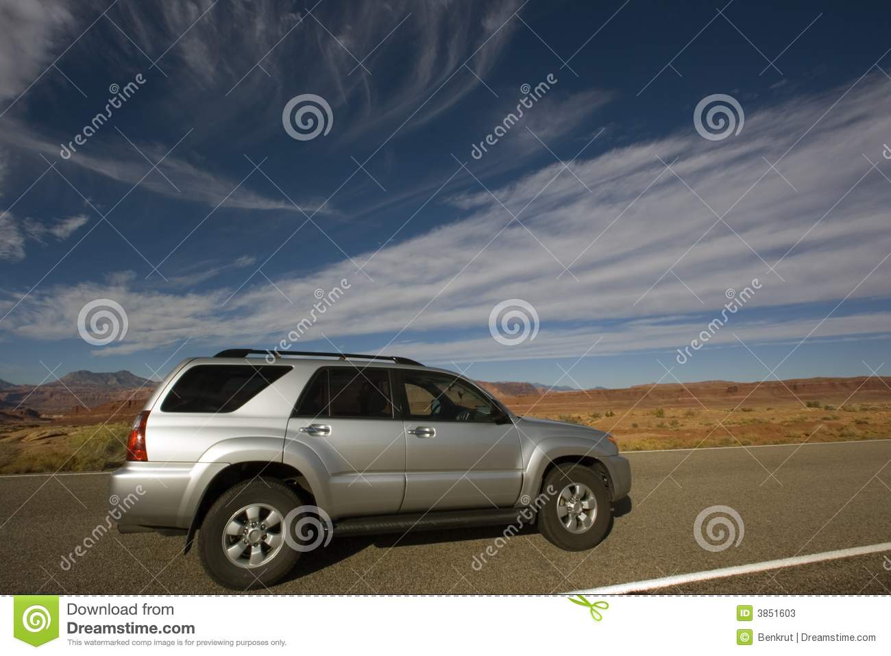 Stock Photos  Silver Suv Driving In Utah 