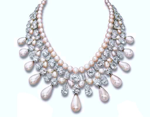 The Diamond And Pearl Articulated Necklace Of The Gulf Pearl Parure