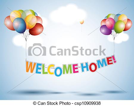 Vector   Welcome Home Text With Colorful Balloons   Stock Illustration
